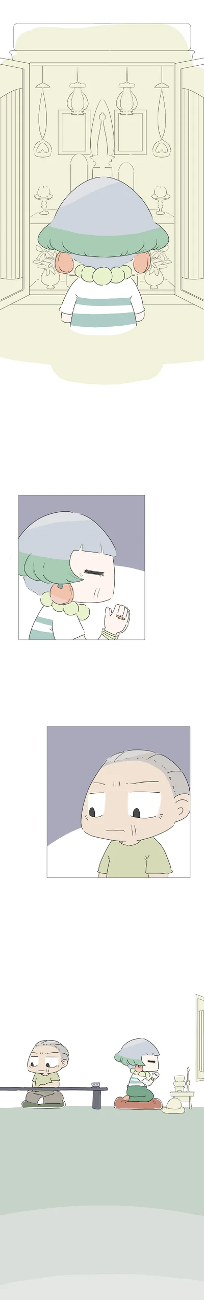 仏壇を拝む姿