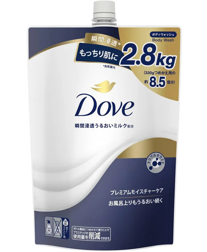 【Amazon.co.jp限定】Dove(ダヴ) 【大容量】 ボディソープ プレミアムモイスチャーケア (ボディウォッシュ) 詰替え用 大容量 2800g 乾燥肌 保湿