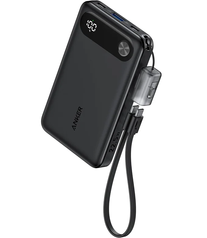 Anker Power Bank (10000mAh, 22.5W) (モバイルバッテリー 10000mAh 最大22.5W出力 USB-C & USB-C ケーブル付属 ディスプレイ搭載) 【USB PD:PowerIQ搭載:PSE技術基準適合】