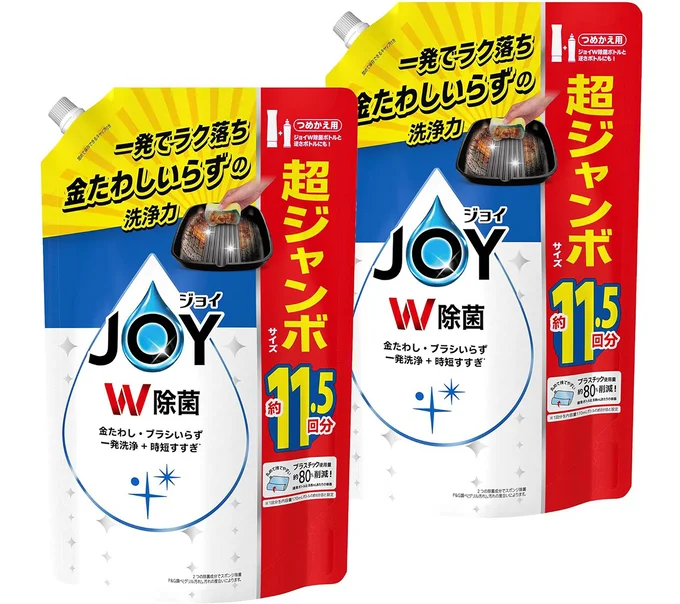 まとめ買い】 [大容量] ジョイ W除菌 食器用洗剤 詰め替え 超特大ジャンボ 1,490mL × 2個