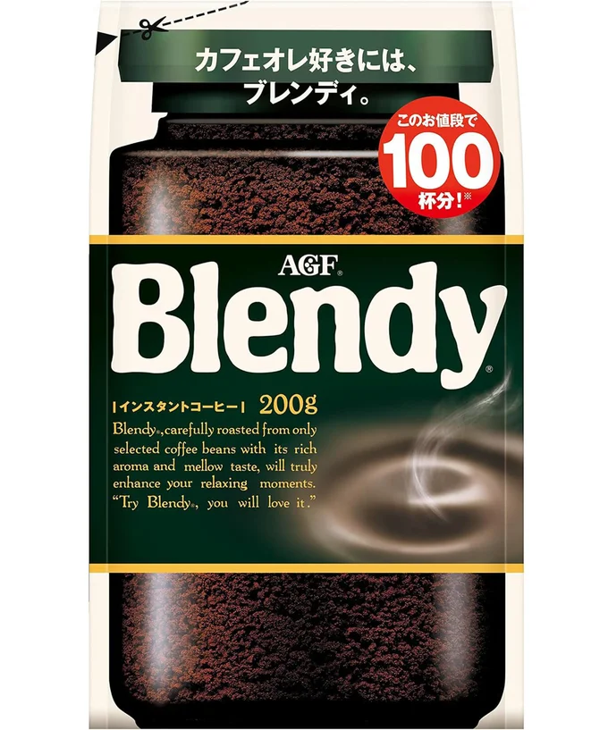 AGF(エージーエフ) ブレンディ 袋【 インスタントコーヒー 】【 水に溶けるコーヒー 】【 カフェオレ 好きに 】【 詰め替え 】 200グラム (x 1)