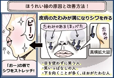 ほうれい線の原因と改善方法！
