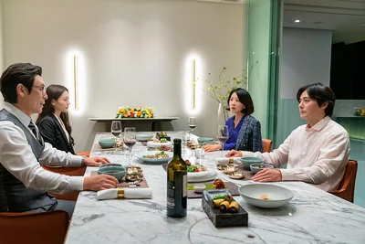 兄弟夫婦が食事する風景はこの映画で重要なシーン