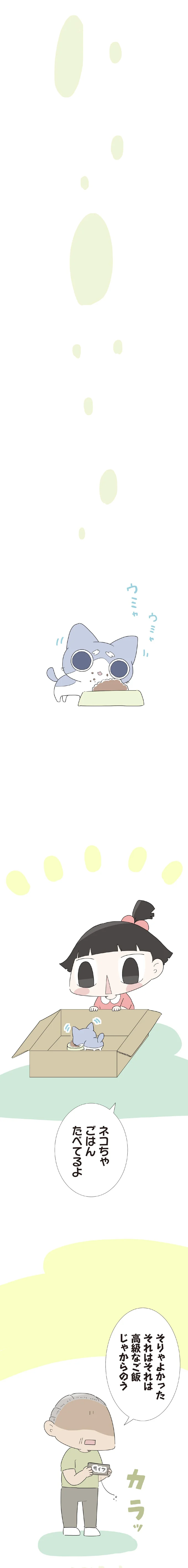 ネコちゃごはんたべてるよ