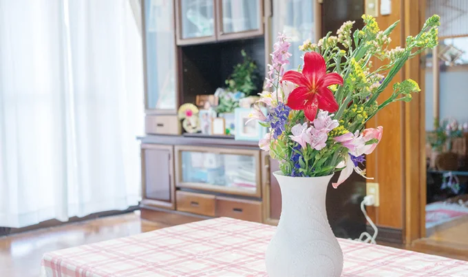 これはわたしが育てた花を孫が花瓶にさしてくれただ