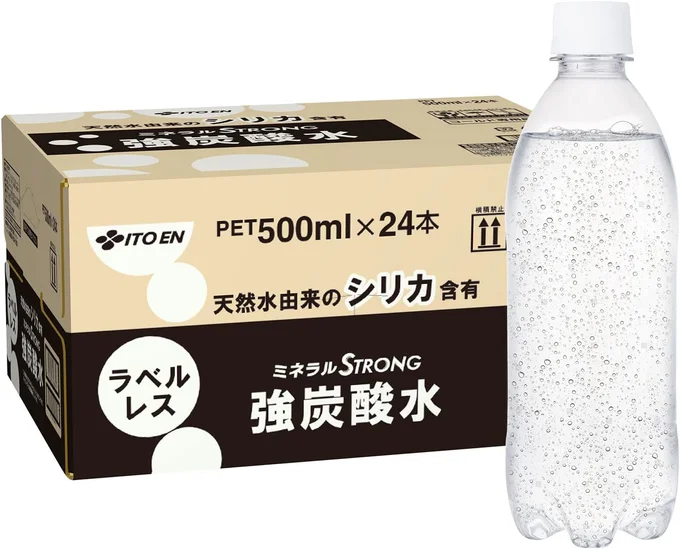 【Amazon.co.jp限定】 ミネラルストロング 伊藤園 ラベルレス 強炭酸水 500ml×24本 シリカ含有