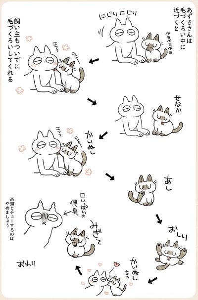 毛づくろい中に近づくと
