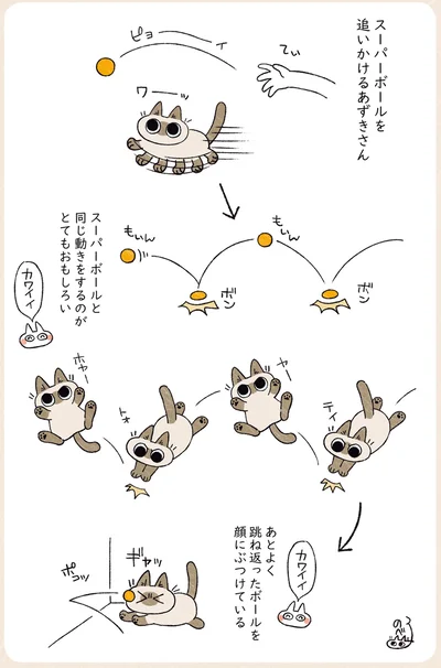 跳ね返ったボールを顔にぶつけている