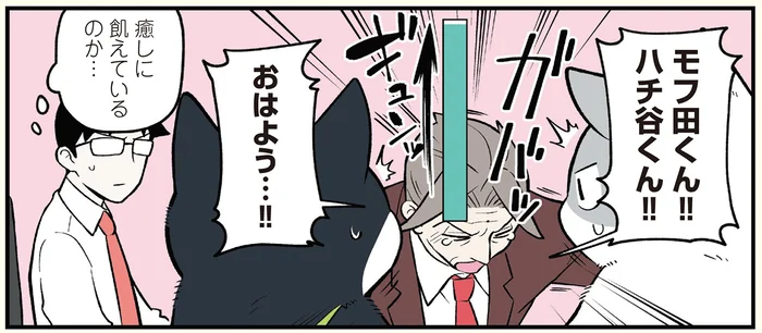 癒しに飢えてる？ 猫になった社員たちに構われて元気いっぱいな常務