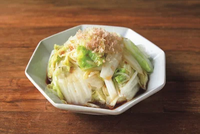 レンジ加熱で程よく食感を残して「白菜のおひたし」