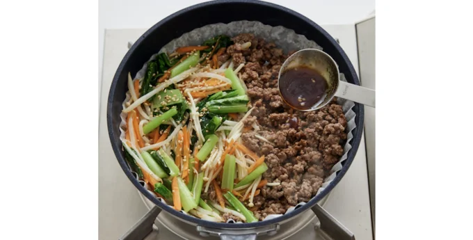 3. 野菜と肉は別々に味つけ(▶︎次へ)