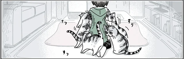 作業中にすり寄ってくる猫。態度が可愛らしすぎてガマンできない！