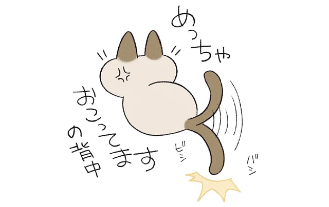触れない方がいいのか、触れた方がいいのか。しっぽを振って不機嫌アピールの猫