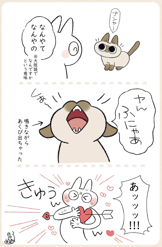 鳴きながらあくび出ちゃった