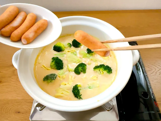 ウインナーもレンチンしてから入れて
