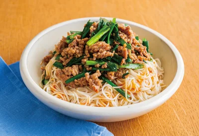 【簡単ヘルシー節約レシピ】焼き肉のタレで豚そぼろが即完成！汁なし「担々そうめん」