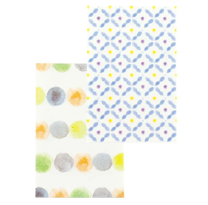 ぽち袋 和紙 水彩風 ドット、花 各10枚入り縦10×横6.5cm ¥110