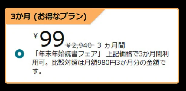 3か月99円