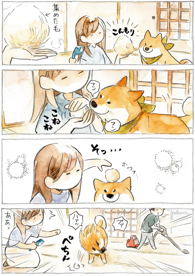 集めた毛を…