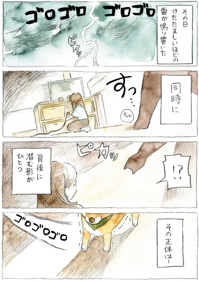 雷と闘う犬