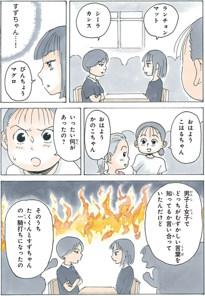 どっちがむずかしい言葉を知ってるか言い合って