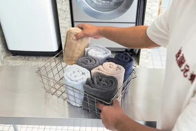 洗った順に手前から使えるように収納を工夫