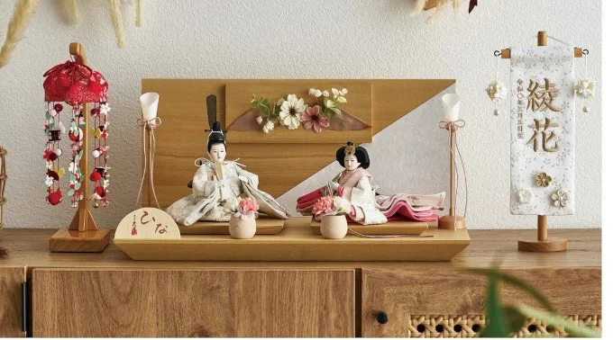 久月 親王飾り「白木花飾り絵巻」