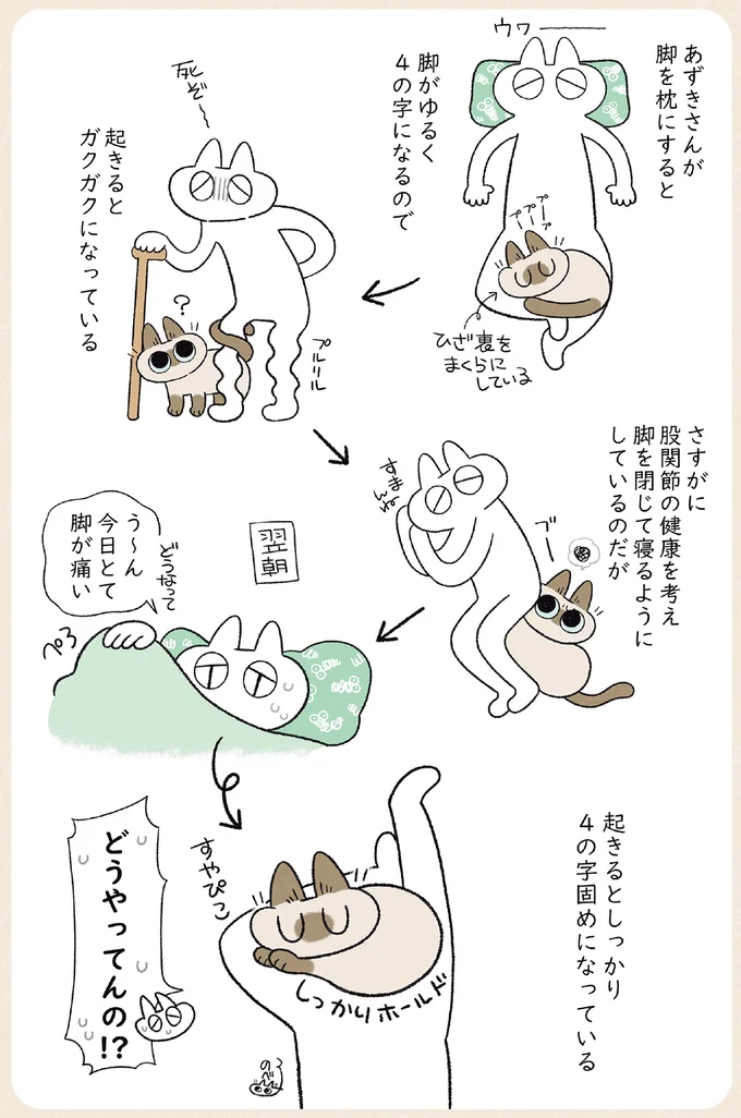 起きるとしっかり4の字固めになっている