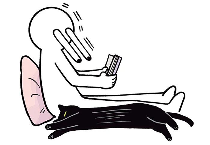 そ、そんなに伸びるの!?飼い主の横で伸びをした黒猫ろん／黒猫ろんと暮らしたら（5）