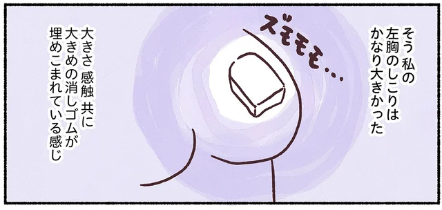 まるで大きめの消しゴムのような胸のしこり。地元にいる内に診察しなきゃ／33歳ママ、乳がんステージ3でおっぱいにサヨナラします（3）