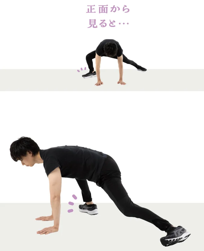 右脚を元の位置に戻す