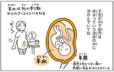 子宮の中で胎児は羊水っていう液体の中に浮かんでいてね