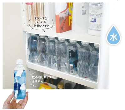 ふだんも飲めるよう飲みきりサイズをキッチンに