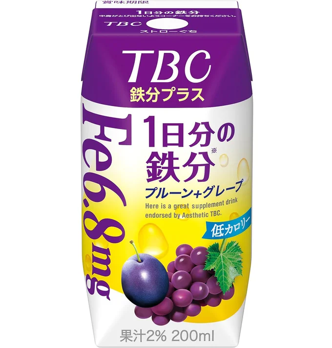 森永乳業 TBC 鉄分プラス 1日分の鉄分 プルーン+グレープ 200ml [ 低カロリー 紙パック ドリンク 飲み物 常温保存 ]×24本