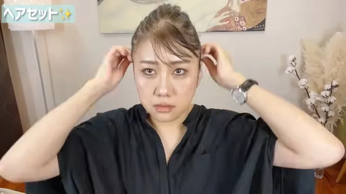 ヘアセット中のHASHIMOTOさん