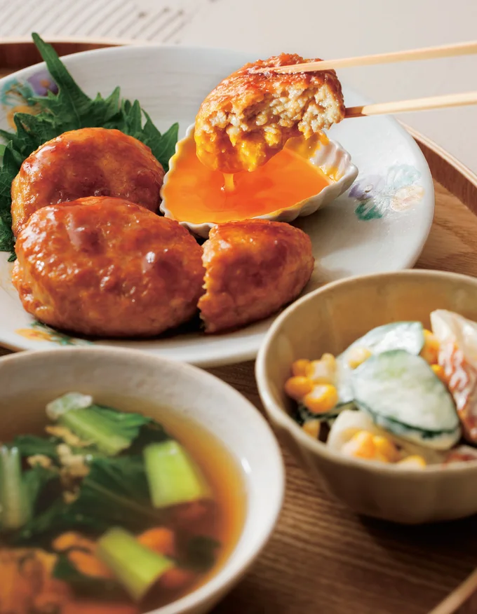 鶏ひき肉をふんわり食感のつくねに