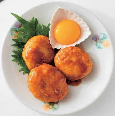 【主菜】豆腐入り月見つくね。作り方手順は次の画像へ