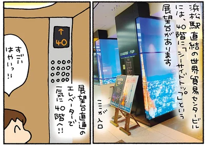 展望台直通のエレベーターで一気に40階へ！！