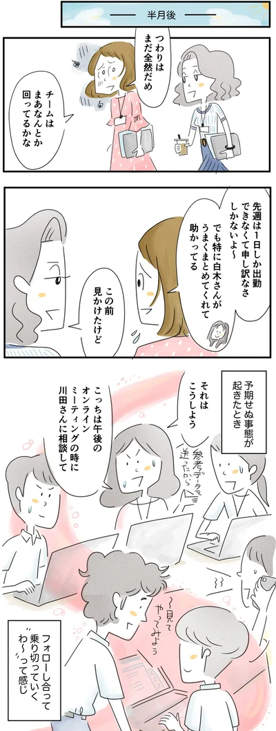  みんなでフォローしあって乗り切っていく感じ