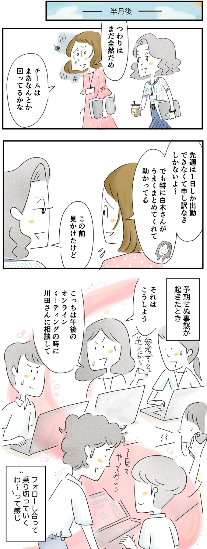  みんなでフォローしあって乗り切っていく感じ
