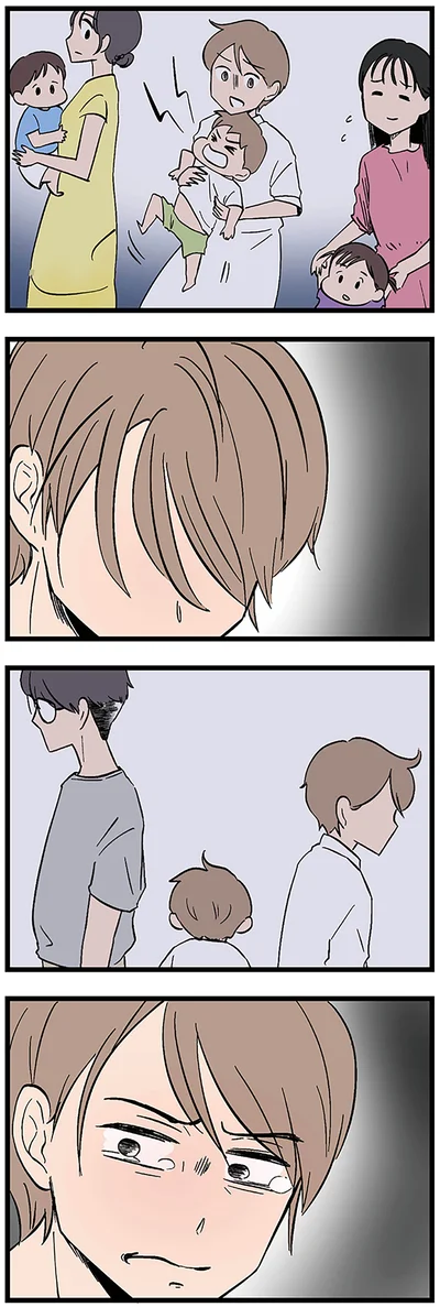 泣く息子