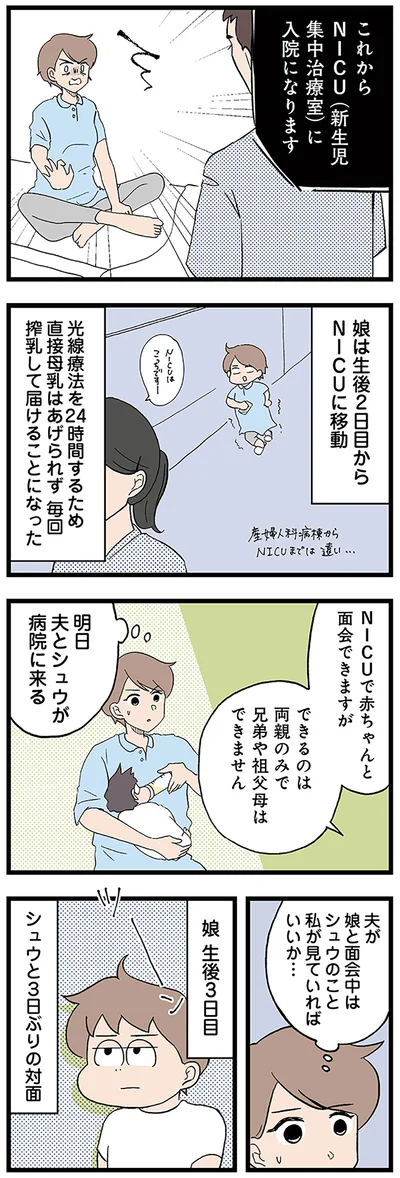 娘は生後2日目からNICUに移動