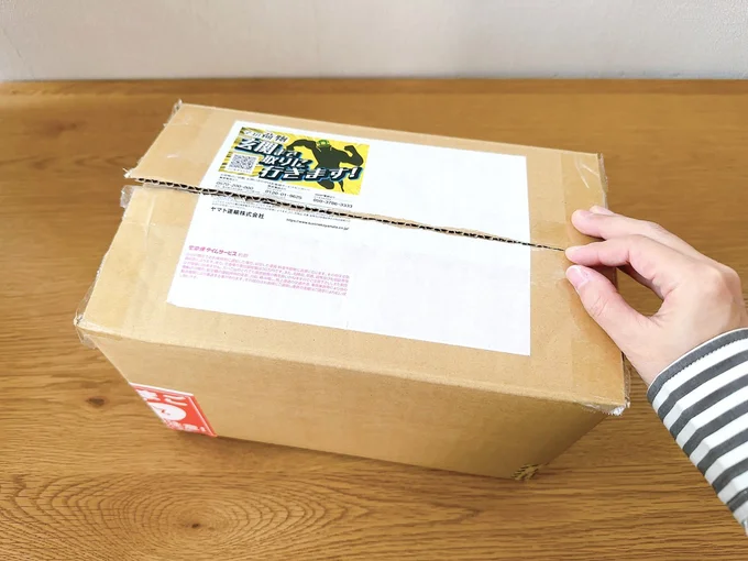 宅配便で届いたダンボールをさっそく開けてみる
