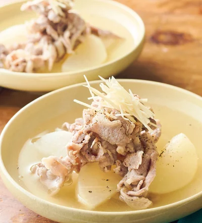 大根と豚こまのうま塩スープ