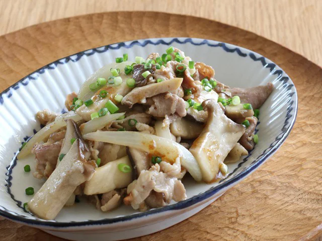 「エリンギと豚肉のごま醤油ガーリック炒め」