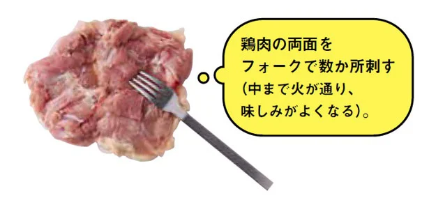 鶏肉に穴をあける