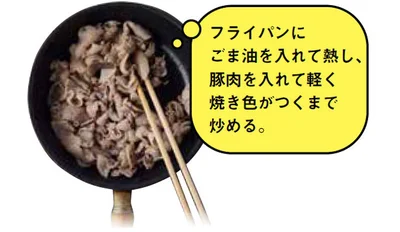 豚肉を炒める
