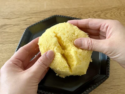しっとり、ふわっふわです！レンジであっさりできちゃった！▶作り方は次の画像