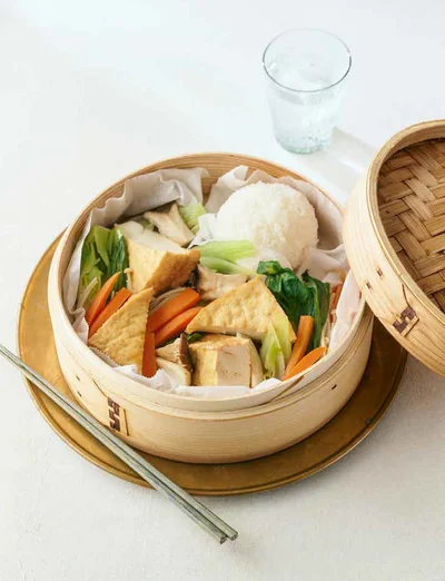 厚揚げとチンゲン菜の中華蒸し弁当