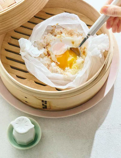 蒸らしたまごかけご飯